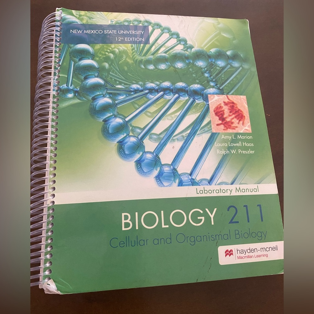 Used written in Biology 211 lab manual $20